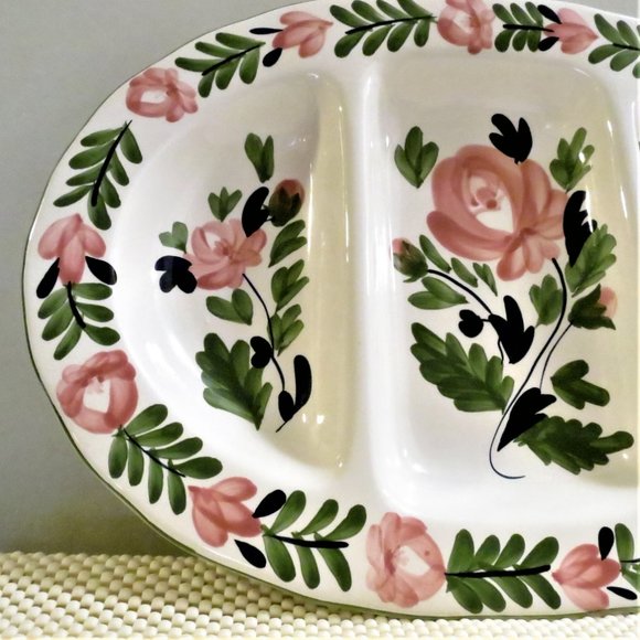 Platter Large Oval Divided FLORENCE COLLECTION 3 Sections Ceramic Italian Design - Picture 2 of 6